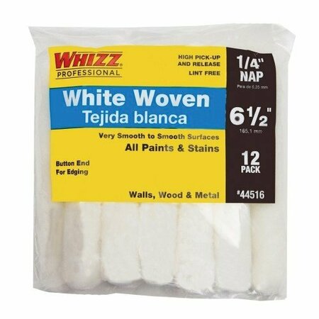 WHIZZ 6-1/2 in. White Whizzflex Woven 1/4 in. Nap Mini Roller, 12PK 44516